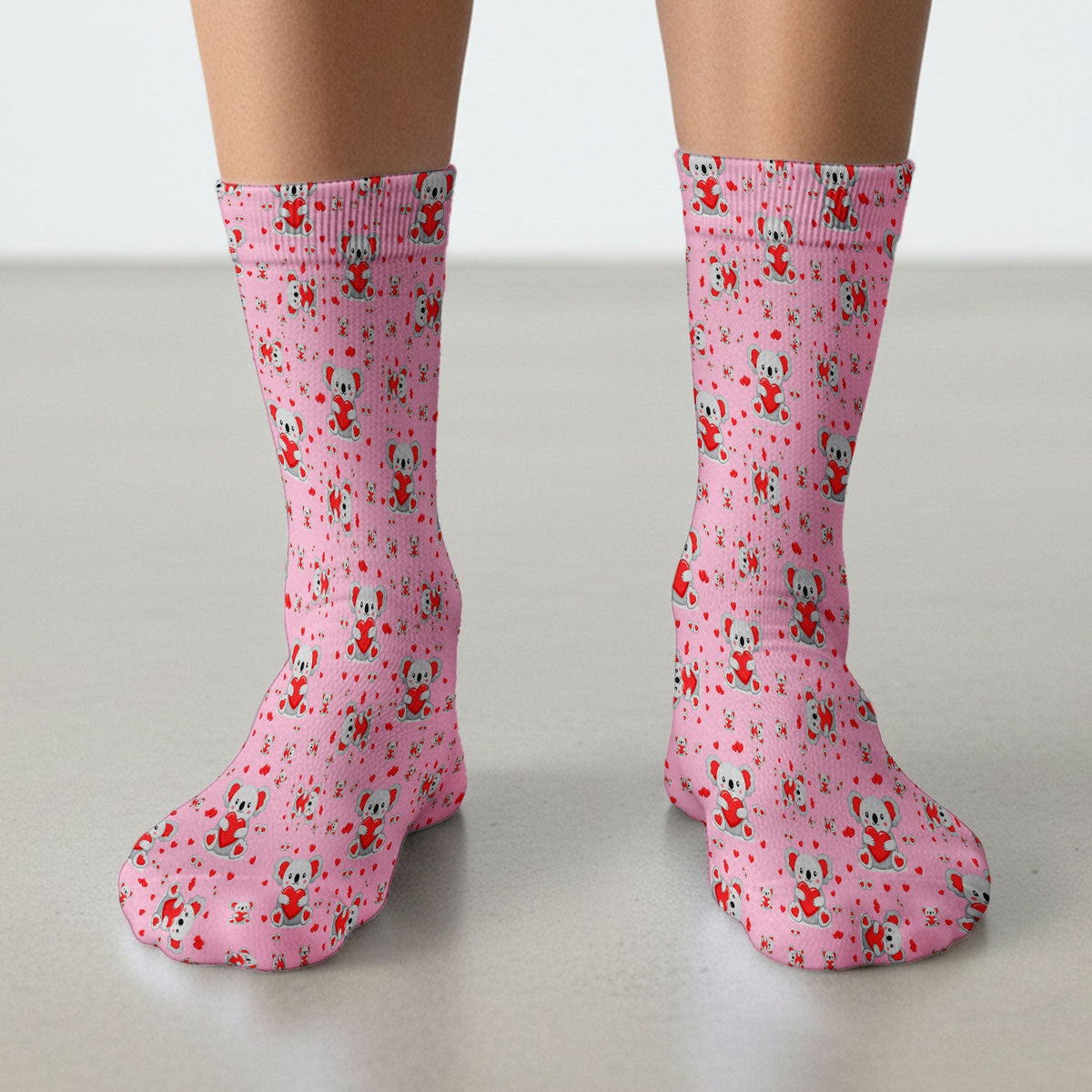 Valentine Cute Koala Heart Pattern Socks, Socks for Nurse Doctor