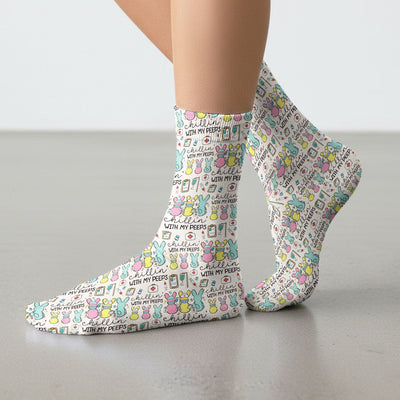 Cute Bunny Nurse Chillin With My Peeps Socks, Socks for Nurse Doctor