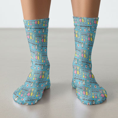 Cute Bunny Nurse Chillin With My Peeps Socks, Socks for Nurse Doctor