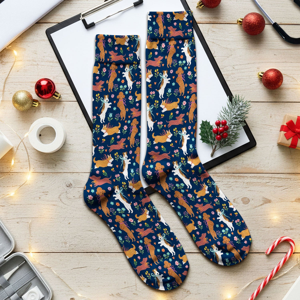 Cute Cartoon Dog Print Medical Socks, Socks for Nurse Doctor