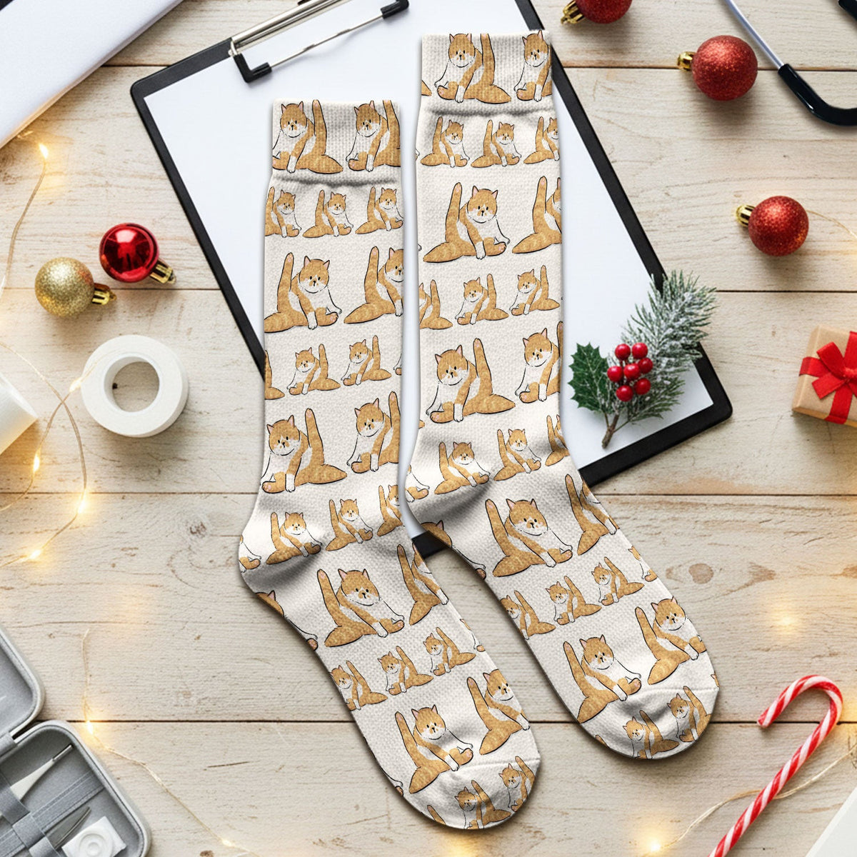 Personalized Cute Cat Nurse Scrub Socks, Custom Cat Photo Pattern Medical Sock For Pet Lover, Breathable Fabrics Nursing Uniform