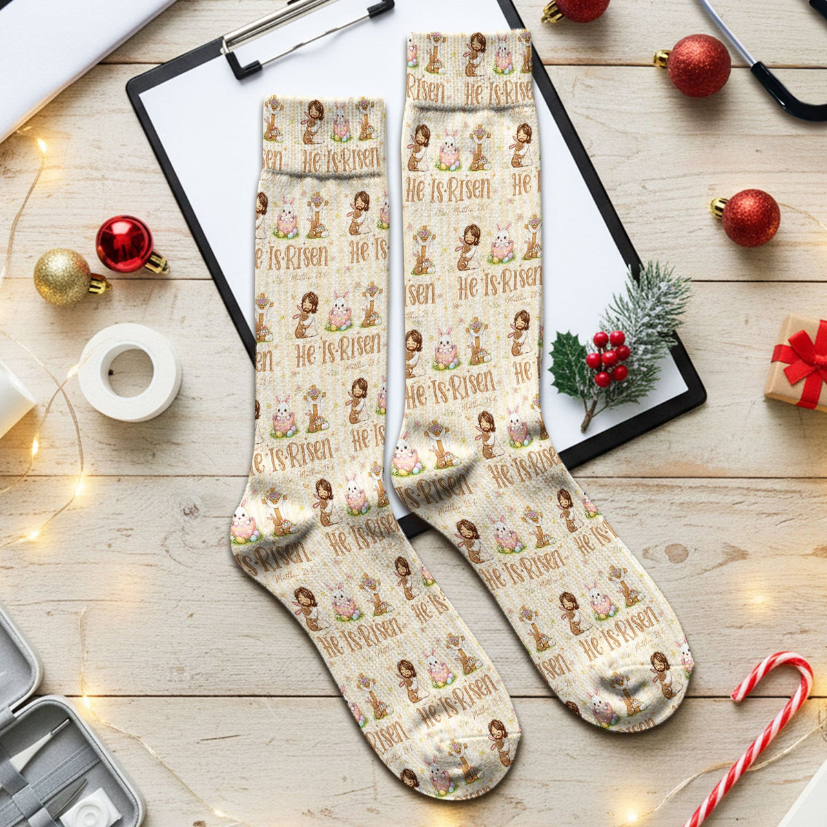 He Is Risen Jesus Easter Print Socks, Adult Socks for Men and Women