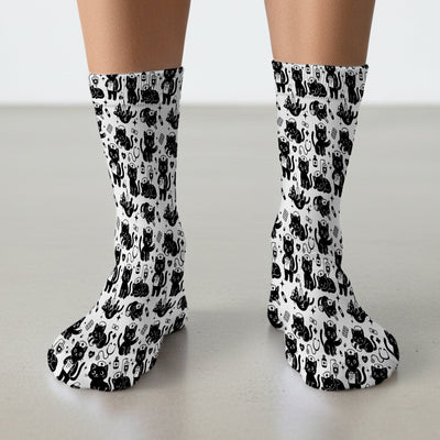 Cute Black Cat Nurse Pattern Socks, Adult Socks for Men and Women