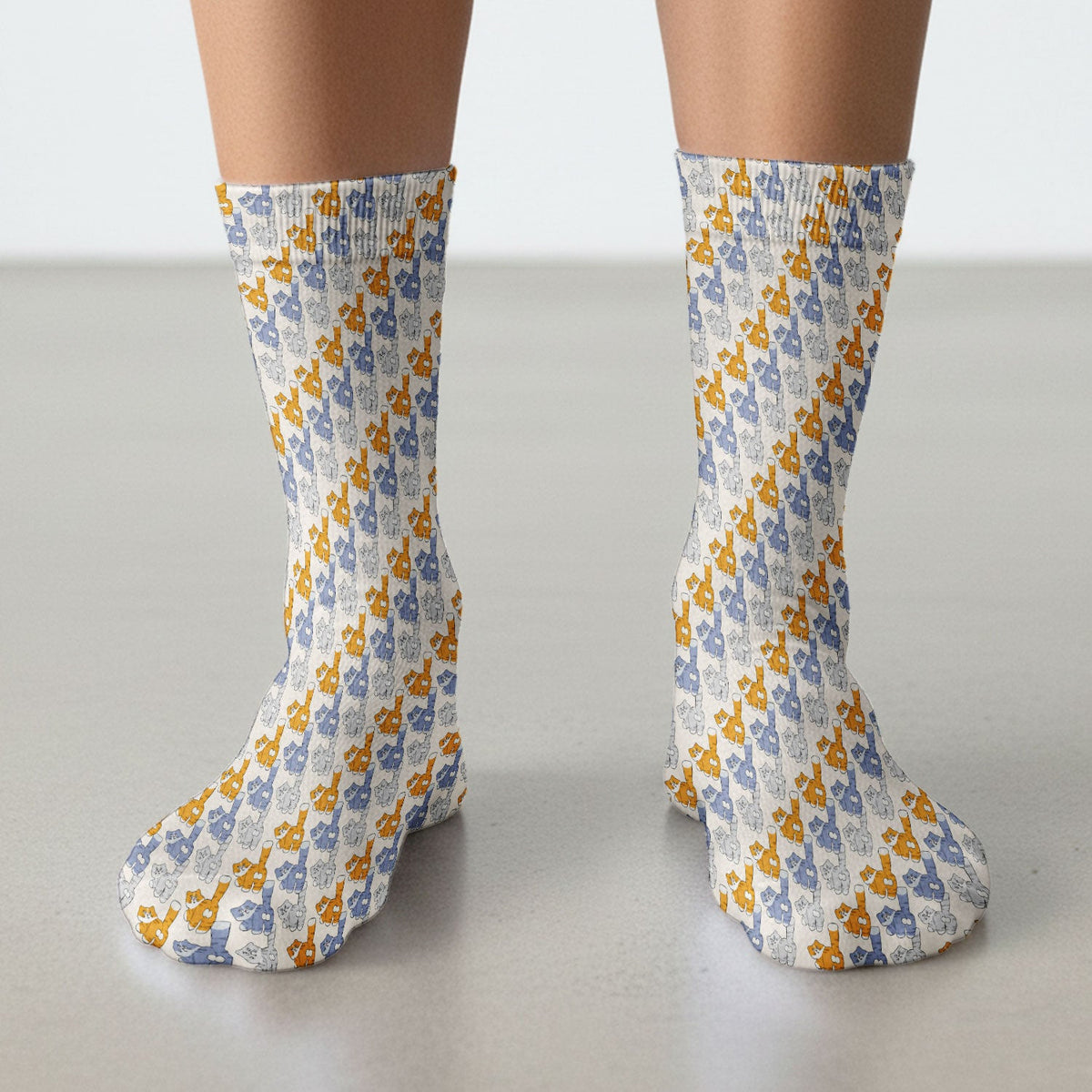 Cute Cartoon Cat Pattern Medical Socks , Adult Socks for Men and Women