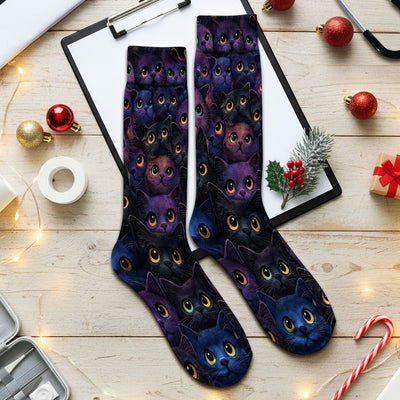 Cute Cat Eyes Medical Pattern Socks for Nurses, Adult Socks for Men and Women