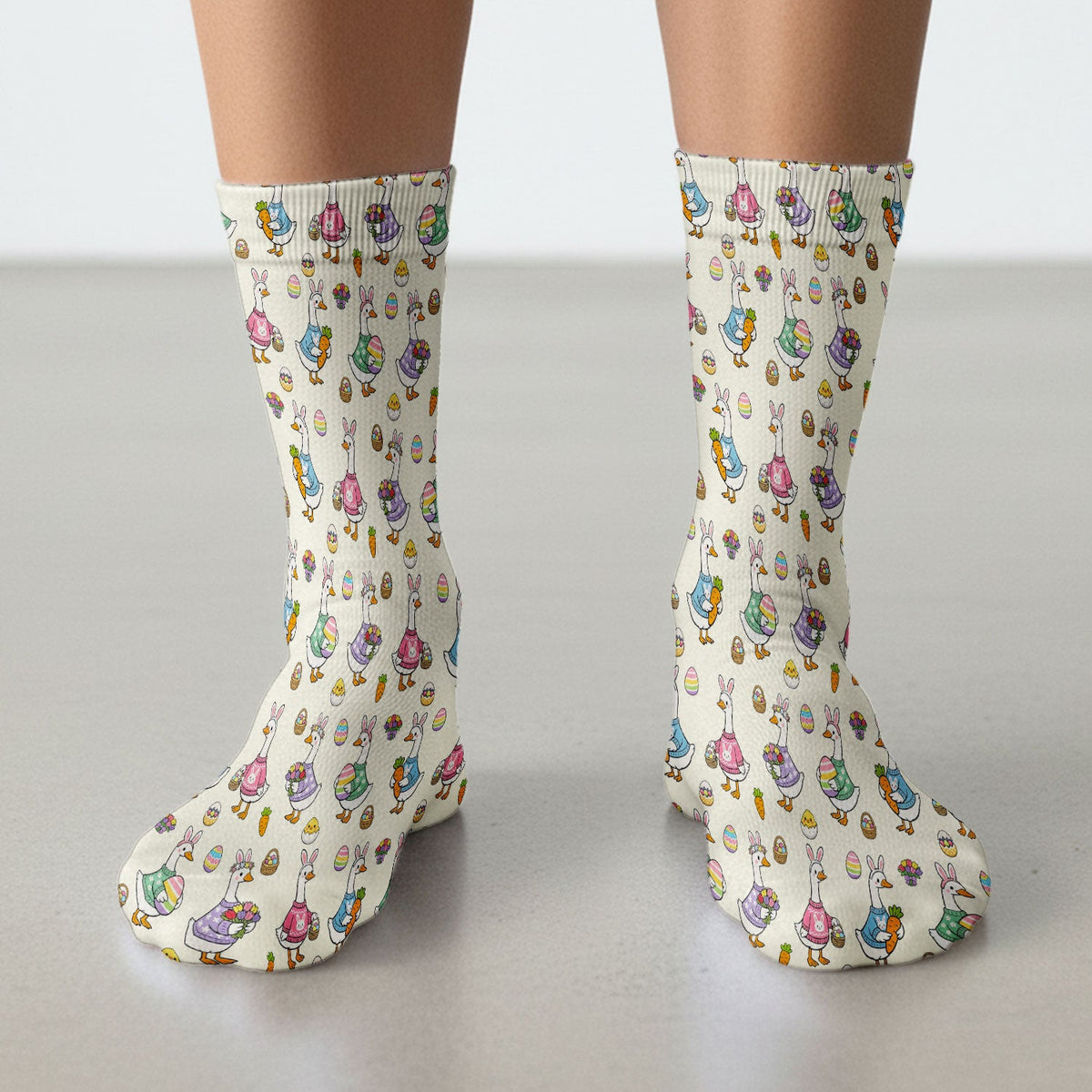 Cute Easter Goose Pattern Socks, Breathable Fabrics Medical Uniform