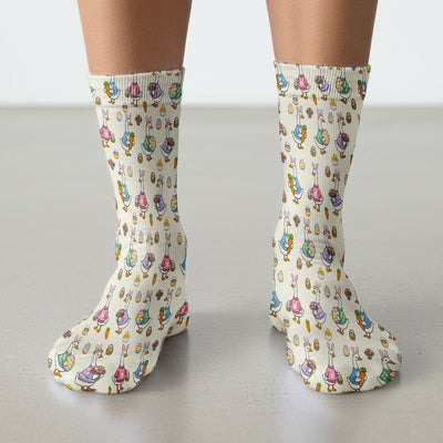 Cute Easter Goose Pattern Socks, Breathable Fabrics Medical Uniform