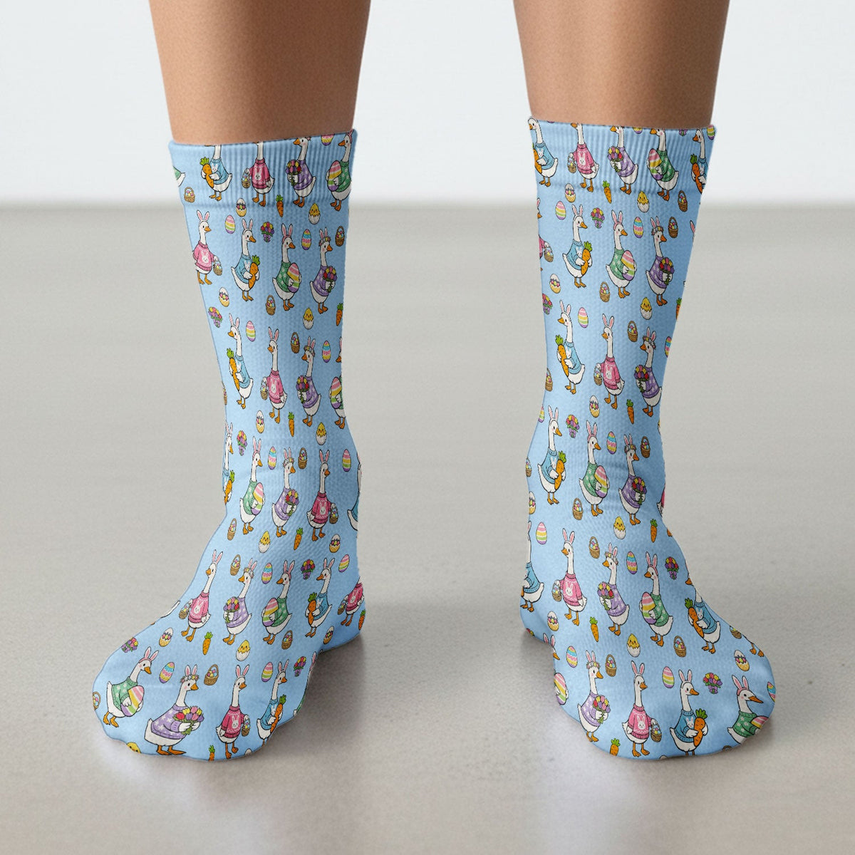Cute Easter Goose Pattern Socks, Breathable Fabrics Medical Uniform