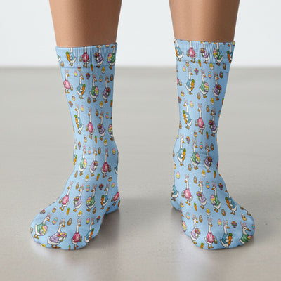 Cute Easter Goose Pattern Socks, Breathable Fabrics Medical Uniform