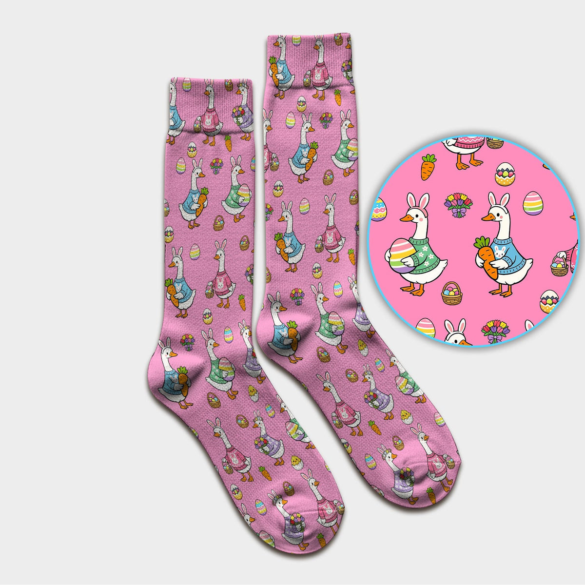 Cute Easter Goose Pattern Socks, Breathable Fabrics Medical Uniform
