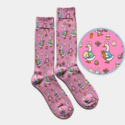 Cute Easter Goose Pattern Socks, Breathable Fabrics Medical Uniform