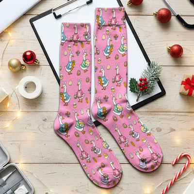 Cute Easter Goose Pattern Socks, Breathable Fabrics Medical Uniform