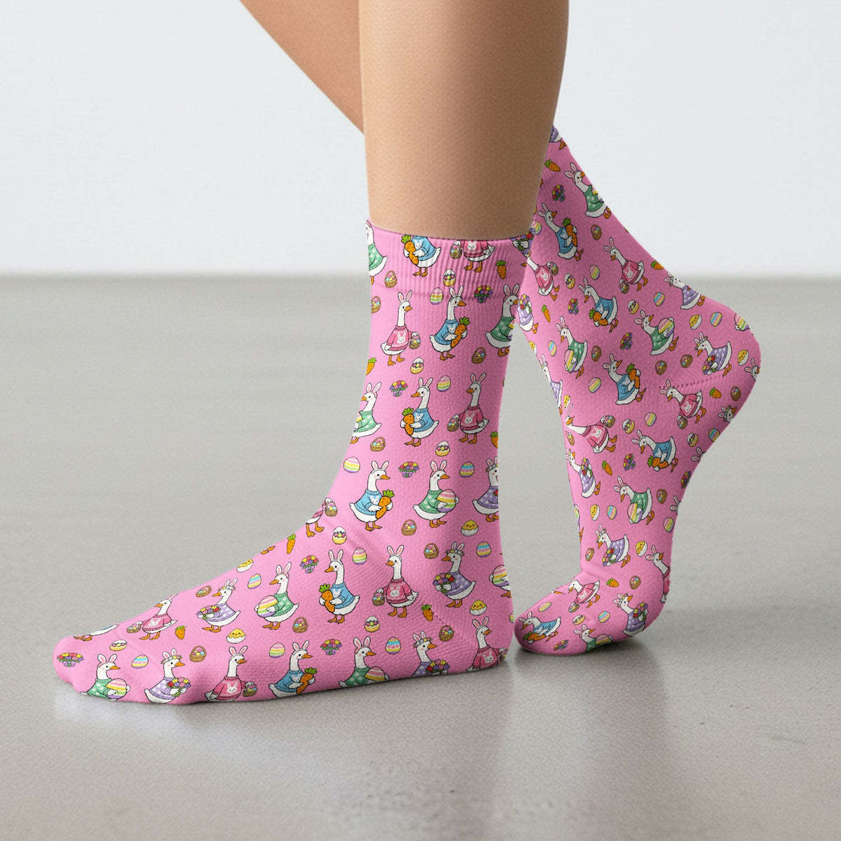 Cute Easter Goose Pattern Socks, Breathable Fabrics Medical Uniform