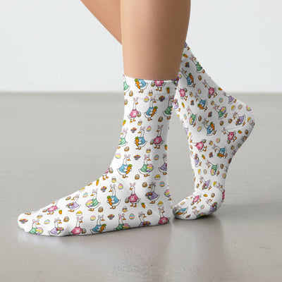 Cute Easter Goose Pattern Socks, Breathable Fabrics Medical Uniform