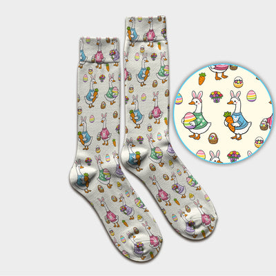 Cute Easter Goose Pattern Socks, Breathable Fabrics Medical Uniform