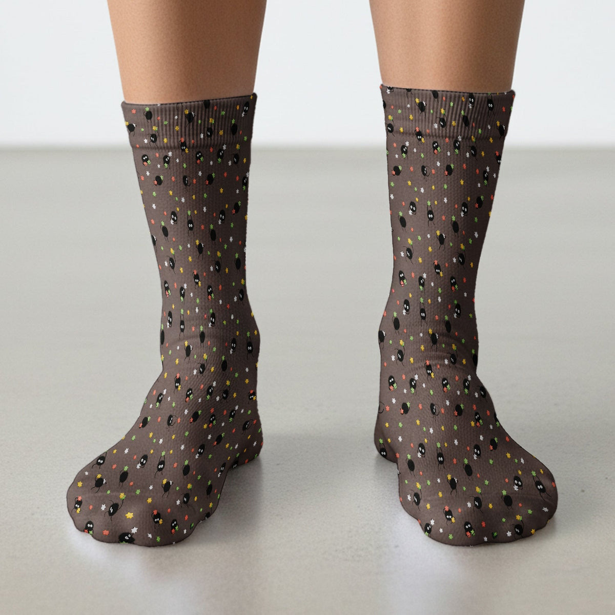 Funny Spider Pattern Pattern Pattern Scrub Socks, Cartoon Spider Pattern Nursing Uniform For Women