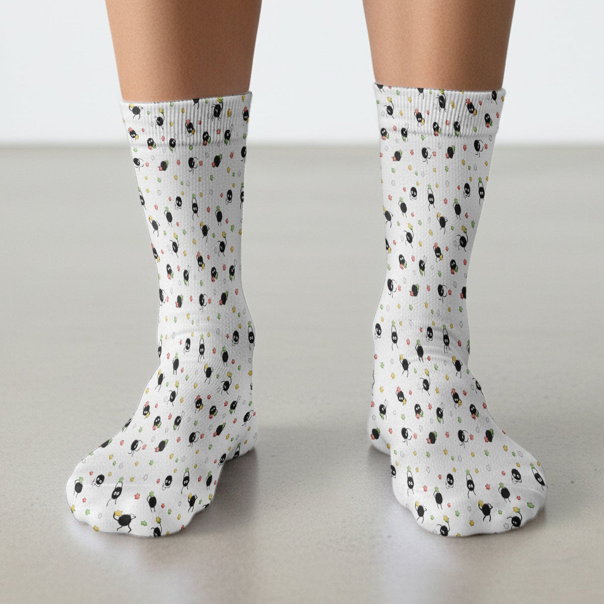 Funny Spider Pattern Pattern Pattern Scrub Socks, Cartoon Spider Pattern Nursing Uniform For Women