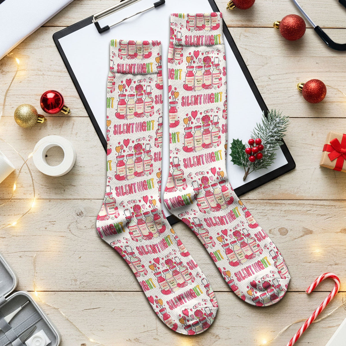 Valentine Silent Night Love Design, Adult Socks for Men and Women
