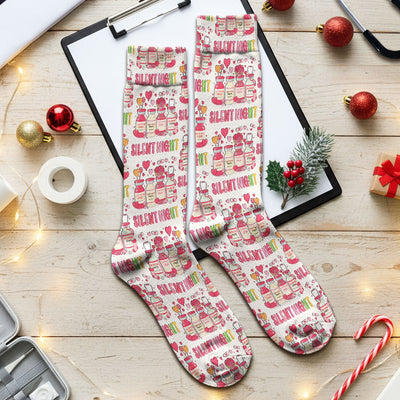 Valentine Silent Night Love Design, Adult Socks for Men and Women