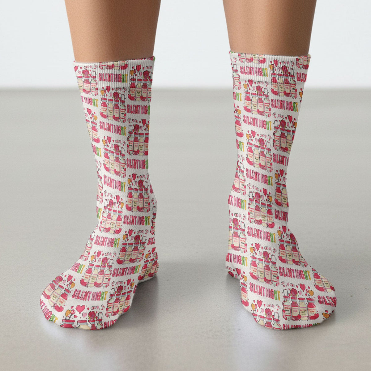 Valentine Silent Night Love Design, Adult Socks for Men and Women