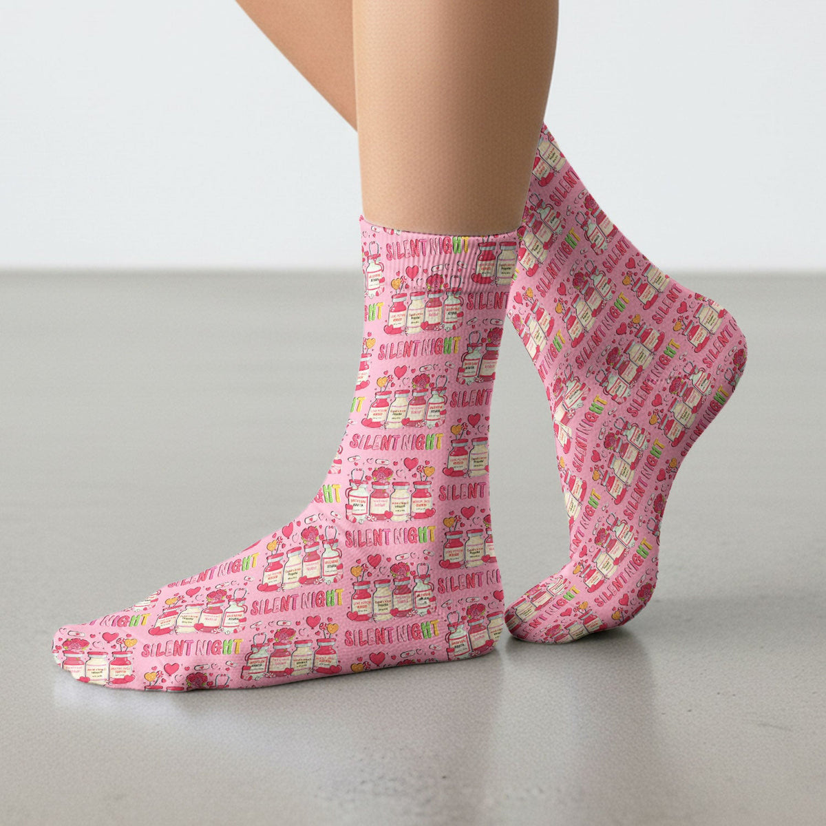 Valentine Silent Night Love Design, Adult Socks for Men and Women