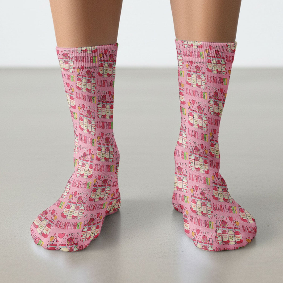 Valentine Silent Night Love Design, Adult Socks for Men and Women