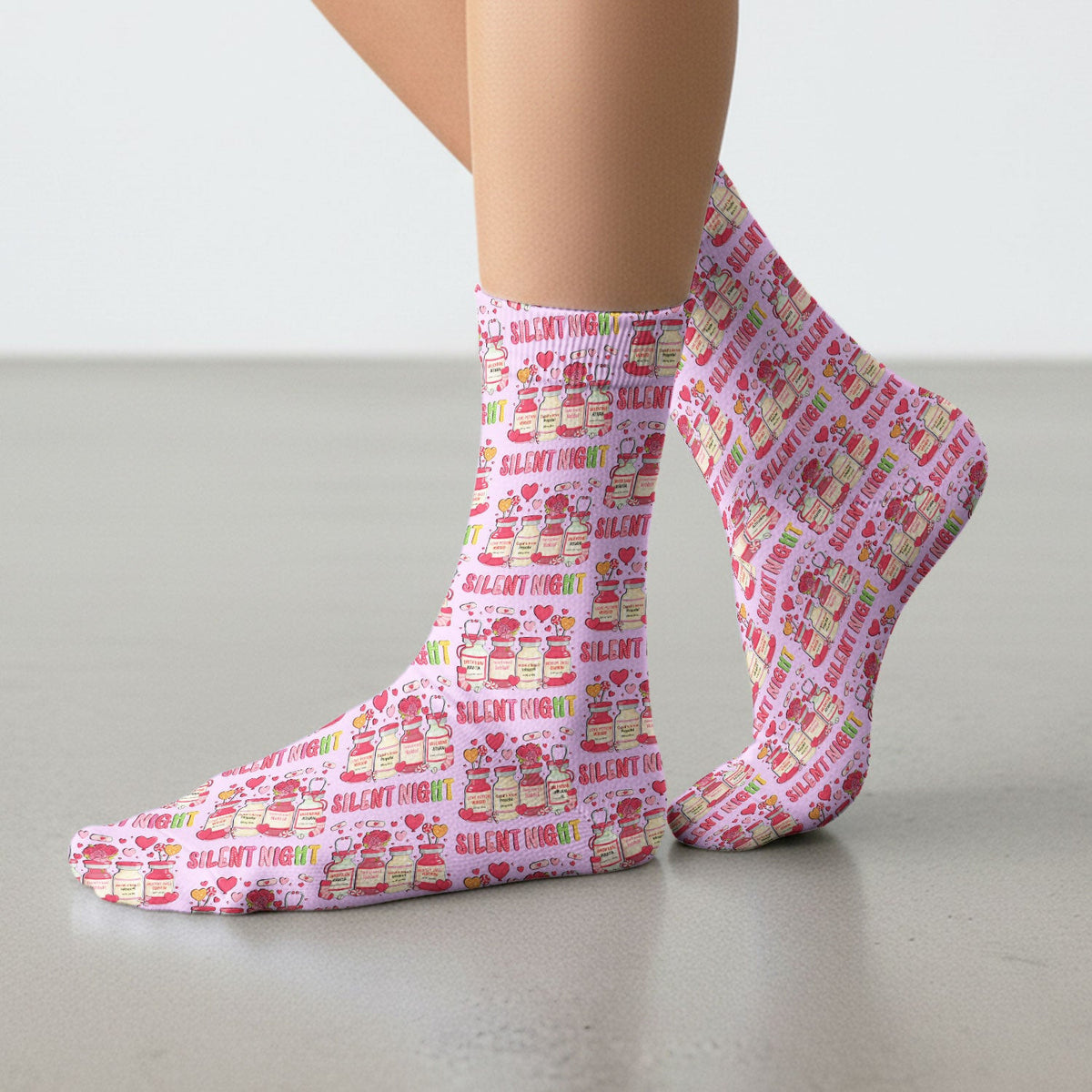 Valentine Silent Night Love Design, Adult Socks for Men and Women