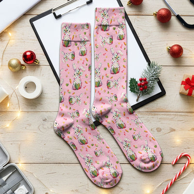 Cute Pastel Bunny Easter Pattern Medical Socks, Breathable Fabrics Medical Uniform