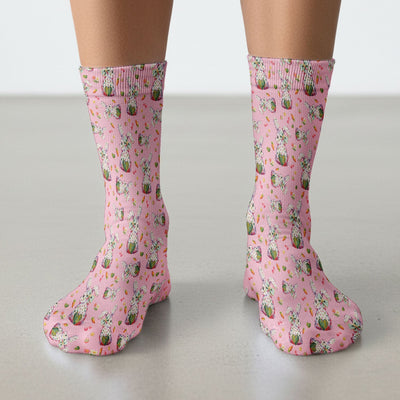 Cute Pastel Bunny Easter Pattern Medical Socks, Breathable Fabrics Medical Uniform