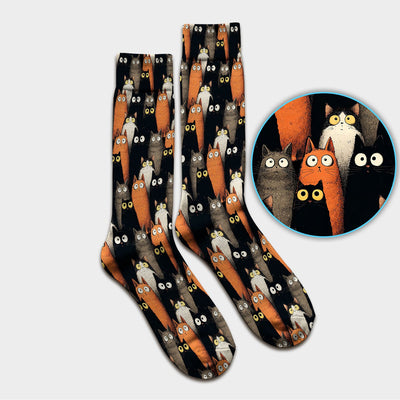 Black Cat Pattern Nurse Scrub Socks, Cat Lover Nurse Sock, Breathable Fabrics Nursing Uniform