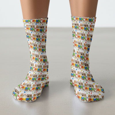 Autism Awareness Nurse Scrub Socks, Cat Autism Pattern Nurses Sock, Comfortable Uniform Scrubs For Nursing
