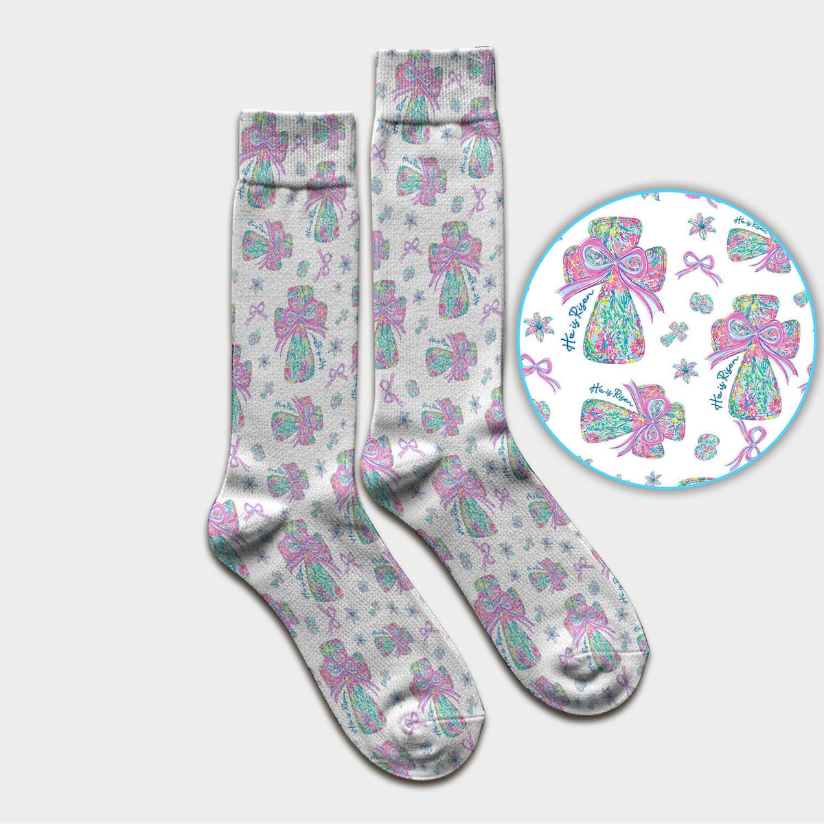 Colorful Bow Pattern Socks, Adult Socks for Men and Women