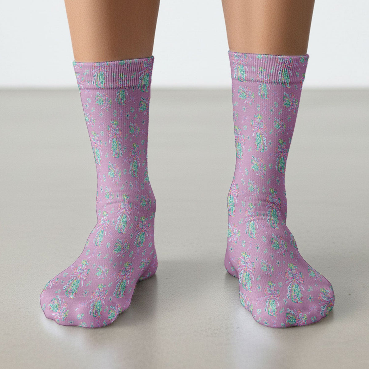 Colorful Bow Pattern Socks, Adult Socks for Men and Women