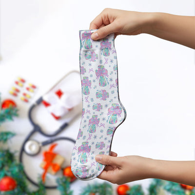 Colorful Bow Pattern Socks, Adult Socks for Men and Women