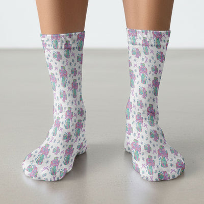 Colorful Bow Pattern Socks, Adult Socks for Men and Women