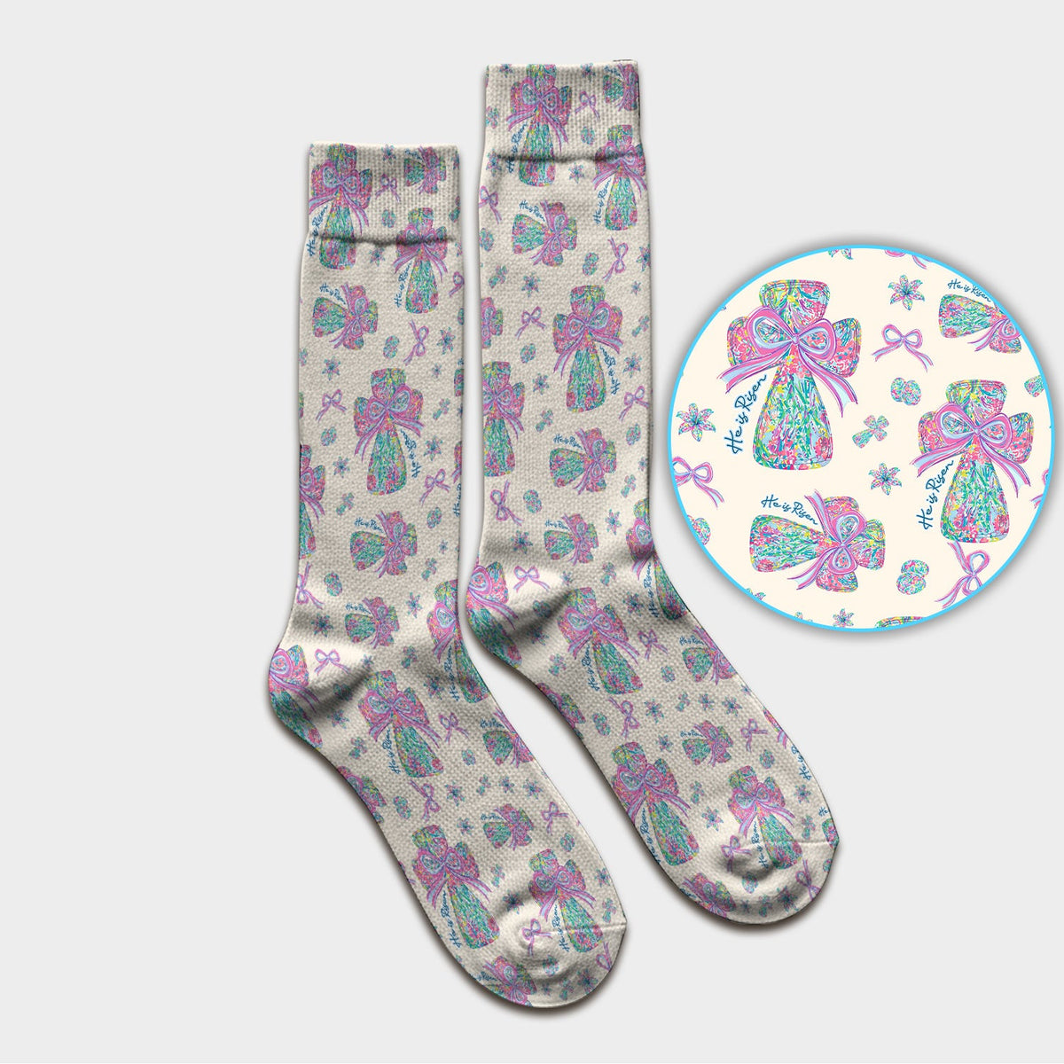 Colorful Bow Pattern Socks, Adult Socks for Men and Women