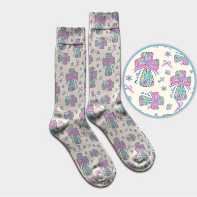 Colorful Bow Pattern Socks, Adult Socks for Men and Women