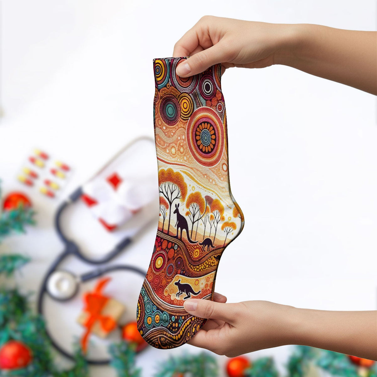 Aboriginal Kangaroo Art Medical Socks, Socks for Nurse Doctor Adult