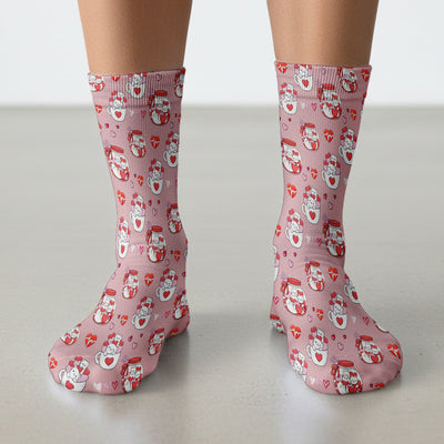 Cute Cat Valentine Nurse Socks, Socks for Nurse Doctor Breathable Fabric