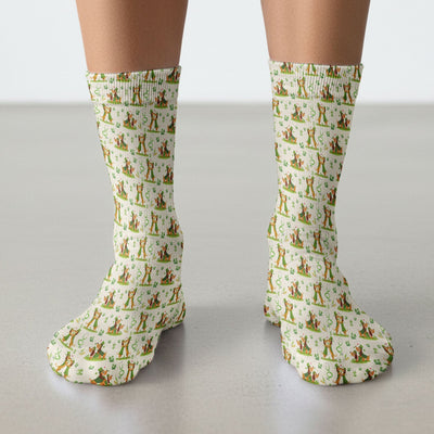 Valentine Dog Nurse Heart Design Socks, Fun Medical Pattern, Adult Socks for Men and Women