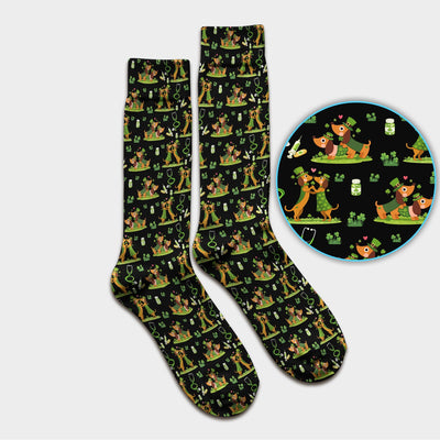 Valentine Dog Nurse Heart Design Socks, Fun Medical Pattern, Adult Socks for Men and Women