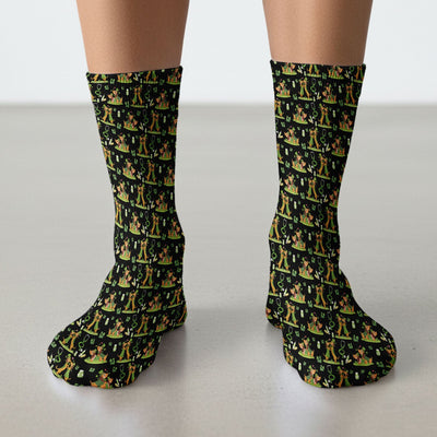 Valentine Dog Nurse Heart Design Socks, Fun Medical Pattern, Adult Socks for Men and Women