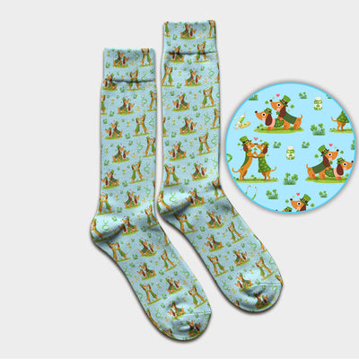 Valentine Dog Nurse Heart Design Socks, Fun Medical Pattern, Adult Socks for Men and Women