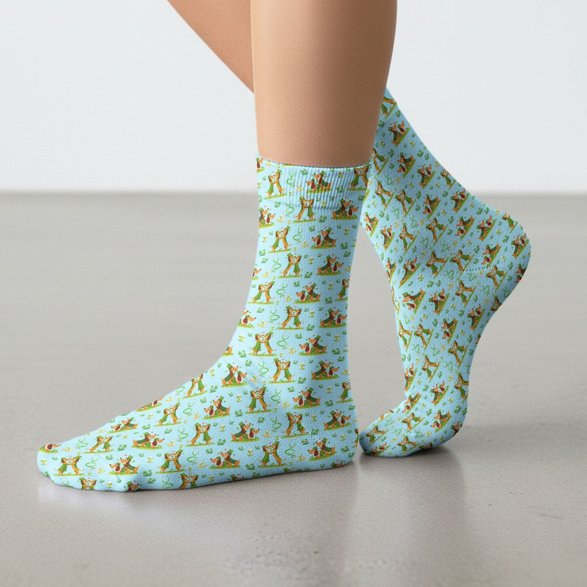Valentine Dog Nurse Heart Design Socks, Fun Medical Pattern, Adult Socks for Men and Women
