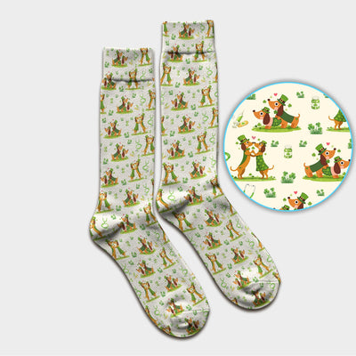 Valentine Dog Nurse Heart Design Socks, Fun Medical Pattern, Adult Socks for Men and Women