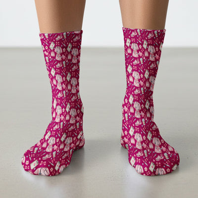 Valentine Pink Nurse Icons Print Medical Socks, Socks for Nurse Doctor