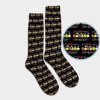 Autism Awareness Nurse Scrub Socks, It’s Okay To Be Different Pattern Nurses Sock, Comfortable Uniform Scrubs For Nursing