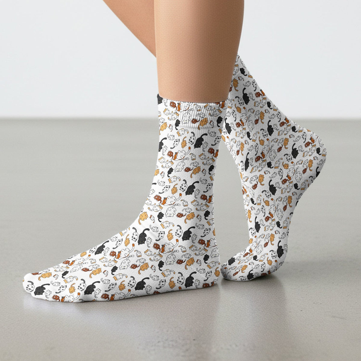 Funny Cat Scrub Socks, Cute Cat Pattern Nurse Sock For Women, Breathable Fabrics Nursing Uniform