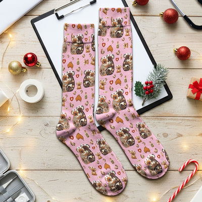 Cute Cartoon Koala Valentine Nurse Design Sock, Breathable Fabrics Medical Uniform