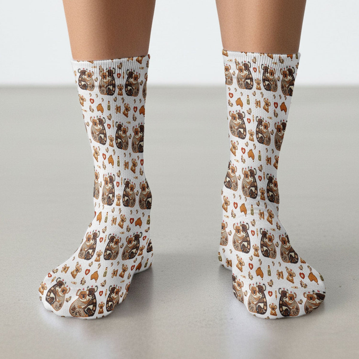 Cute Cartoon Koala Valentine Nurse Design Sock, Breathable Fabrics Medical Uniform
